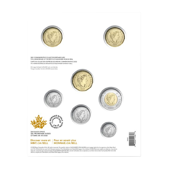 Set Canada: 175° anniversario della nascita di Alexander Graham Bell 7 monete 2022