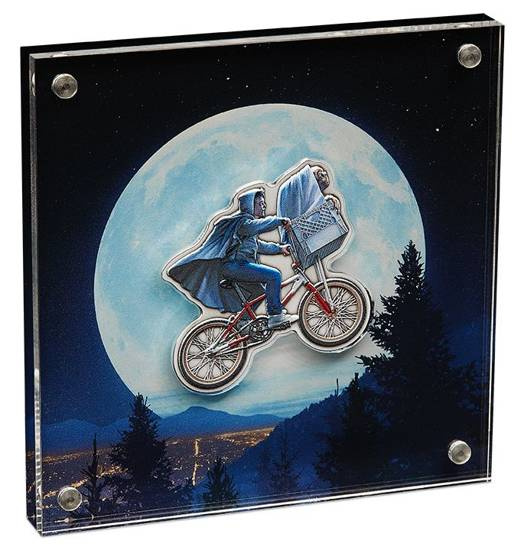 Niue: E.T. coloured - 40 Aniversario de la película 2 oz Plata 2022 Proof Bicycle Shaped Coin