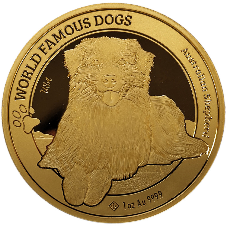 Cameroon: World Famous Dogs - Australian Shepherd 1 oz Gold 2024