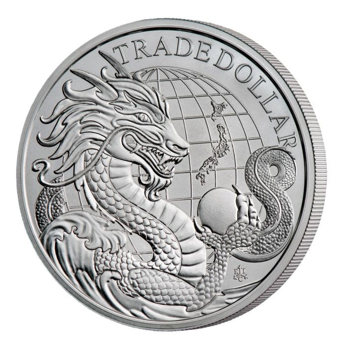 Dólar de Comercio Japonés Moderno de Santa Elena 1 oz Plata 2023 Proof