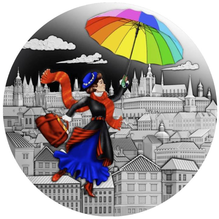 Niue: Fairy Tales - The Magical Nanny coloured $1 Silber 2022 High Relief Antiqued Coin