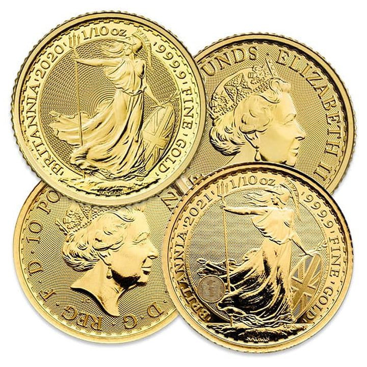 Britannia 1/10 uncji Złota Różne roczniki
