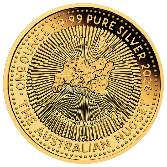 Moneta in argento Perth Mint: 40th Anniversary of the Australian Nugget Hobart Money Expo dorata 1 oncia Argento 2026 (in carta)