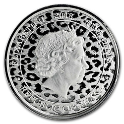 Republic of Ghana: Leopard 1 oz Silver 2018