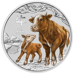 Lunar III: Año del Buey coloreado 1 oz Plata 2021