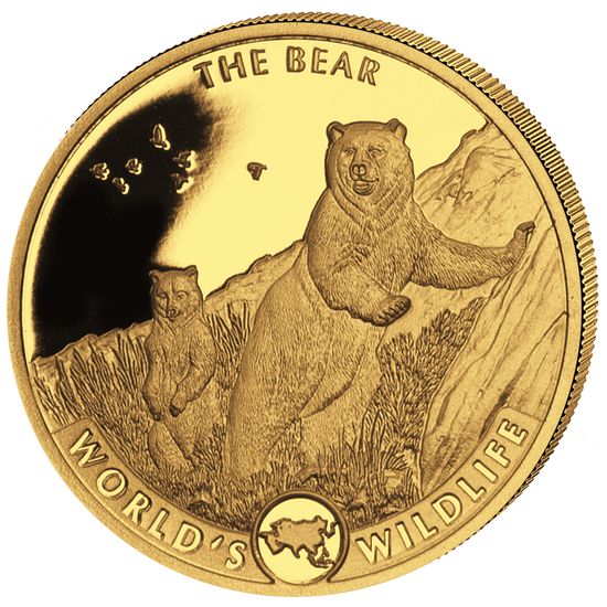Conjunto de 4 monedas Congo: World's Wildlife - The Bear Oro 2022 Proof