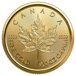 Feuille d'érable canadienne 1/20 once d'or 2023