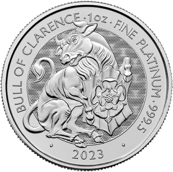 The Royal Tudor Beasts: The Bull of Clarence 1 oncia di platino 2023