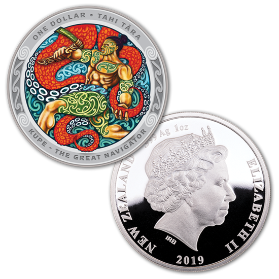 The Great Navigator Kupe: Set of 2 coloured coins 2 oz Silber 2019