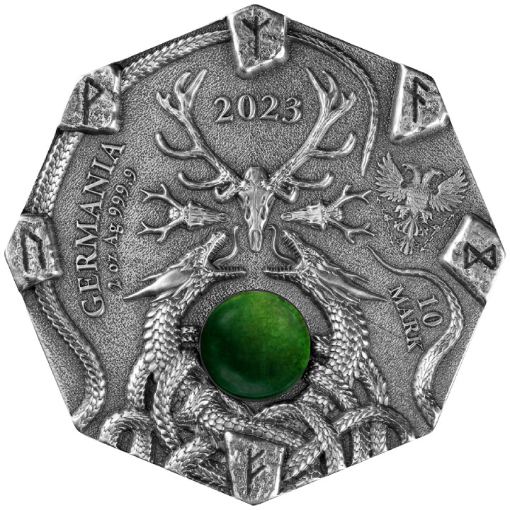 Witchcraft - Seeress Ritual kolorowany 2 uncje Srebra 2023 Ultra High Relief Antiqued Coin