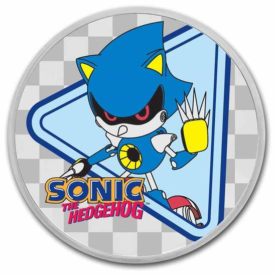 Niue: Sonic The Hedgehog - Metal Sonic kolorowany 1 uncja Srebra 2022 Slab