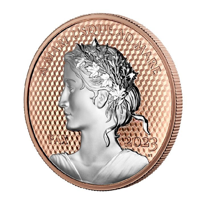 Canada: Peace Dollar placcato in oro 5 once d'argento 2023 Proof Ultra High Relief Plated Coin