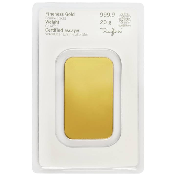 Heraeus 20 g Gold Bar