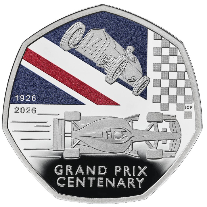 Сребърна монета Grand Prix Великобритания 50 пенса оцветена Proof 2026