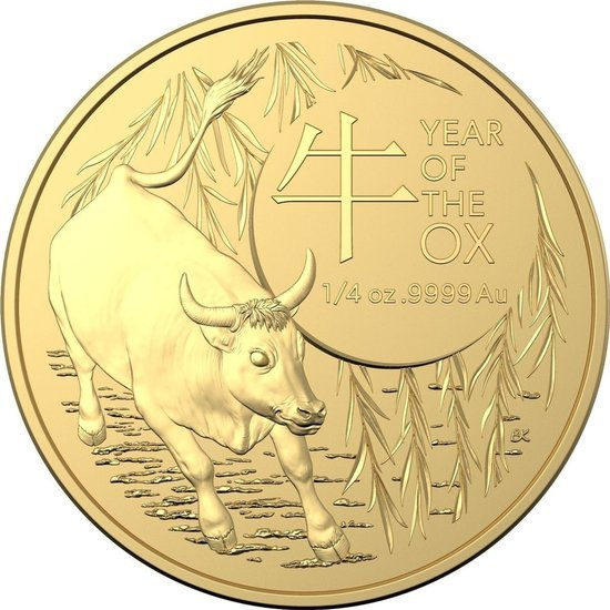 Royal Australian Mint: Lunar- Rok Bawoła 1/4 uncji Złota 2021