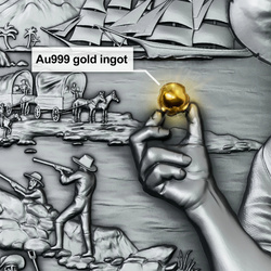 Liberia: California Gold Rush $5 Silver 2025 Gilded High Relief Antiqued Coin