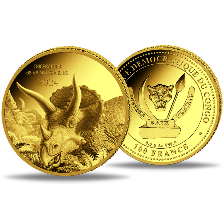 Congo: Prehistoric Life II - Triceratops 0,5 grammi d'oro 2024 Proof