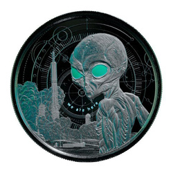 Ghana : Alien coloré 1 once d'argent rhodié 2021 (en noir)