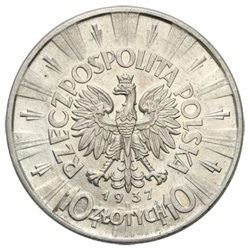 Pologne : 10 zlotys « Józef Piłsudski » différentes années (titre Ag.750)