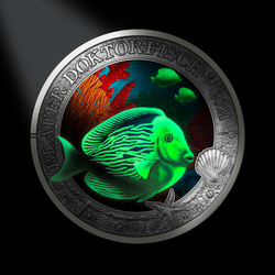 Poisson-chirurgien bleu coloré 3 euros de cuivre 2024