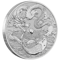Chinese Myths and Legends: Dragon & Koi 1 oz Silver 2023