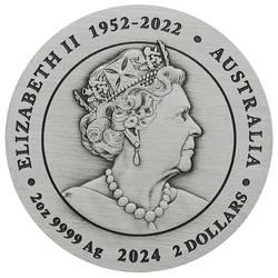 Perth Mint: Lunar III - Rok Smoka 2 uncje Srebra 2024 Antiqued Coin