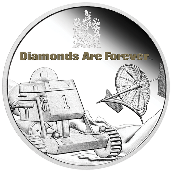 Tuvalu: Diamonds Are Forever colorato 50° anniversario del film 1 oncia d'argento 2021 Proof