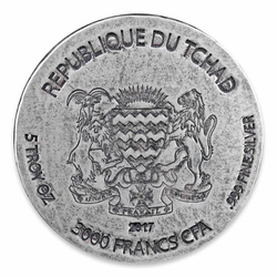 Chad ERS Nefertiti 5 oz Plata 2017 Antiqued Coin