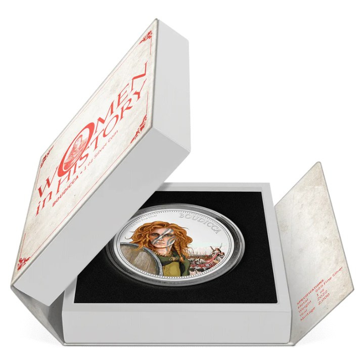 Niue: Mujeres en la Historia - Boudicca de color 1 oz Plata 2022 Proof