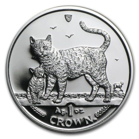 Isle of man Seria koty: Kot bengalski 1 Uncja Srebra 2002 Proof