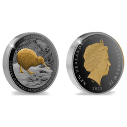 Kiwi 5 oz Silver 2023 Gilded Black Proof Coin