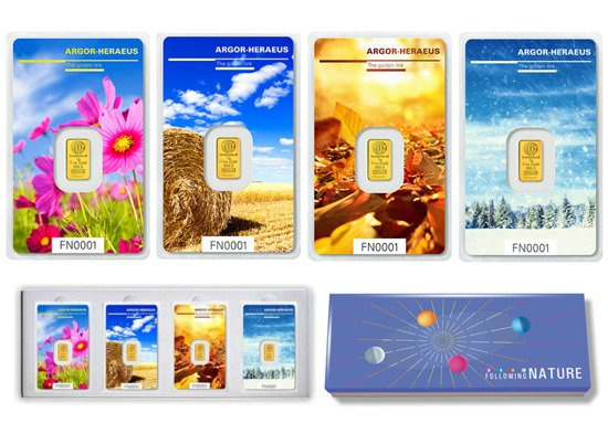 4 x 1 gram Gold Bar Following Nature Argor - Heraeus