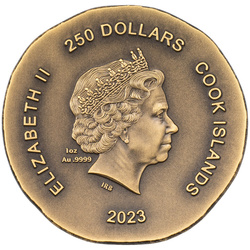 Islas Cook: Tortuga 1 oz Oro 2023 Ultra Alto Relieve Antiqued Coin