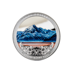 Discover New Zealand: Aoraki Góra Cooka kolorowana 1 uncja Srebra 2021 Proof