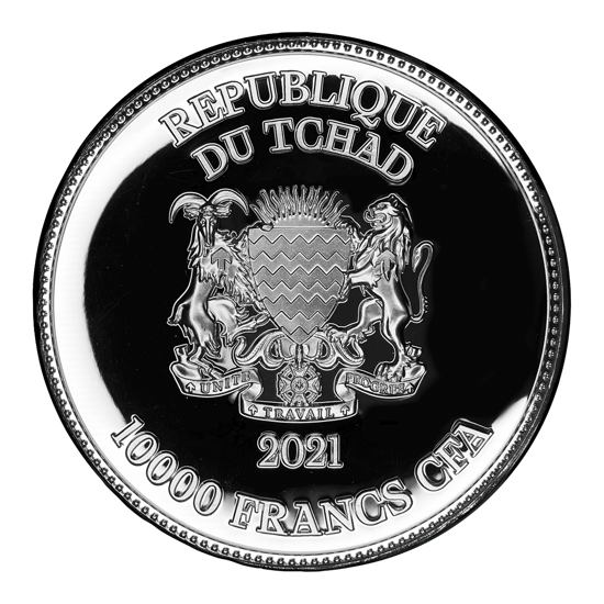 Chad: San Jorge mata al dragón 2 oz Plata 2021 Proof