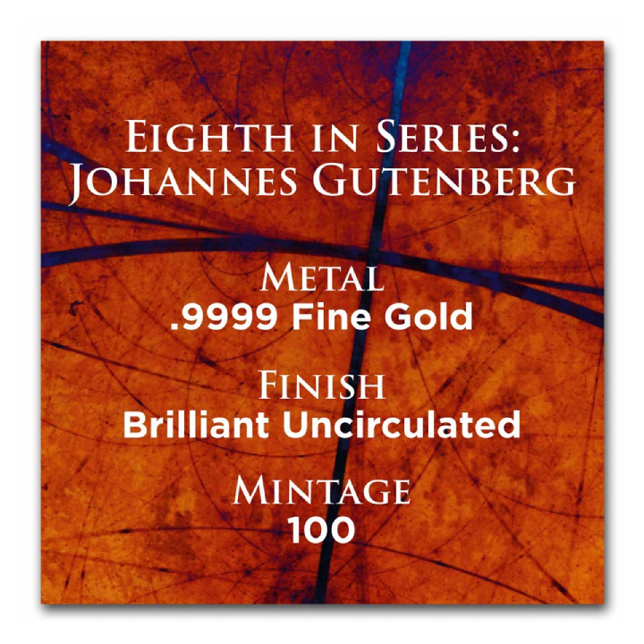 Niue: Iconos de la Inspiración - Johannes Gutenberg 1 oz Plata 2024 Proof