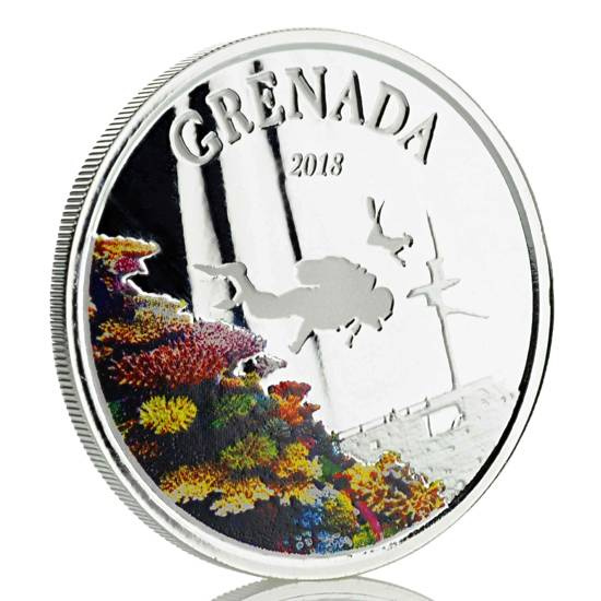 Grenada: Búvárparadicsom színes 1 uncia ezüst 2018 Proof