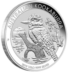 Kookaburra 1000 gramos Plata 2019 PAQUETE DE 10 PAQUETES