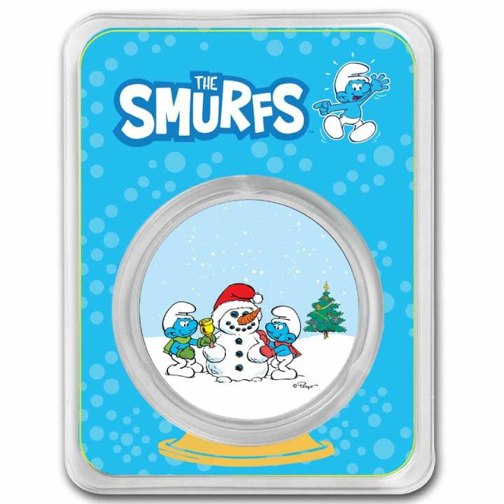 Niue: Pitufos y muñeco de nieve de colores 1 oz Plata 2023 Losa