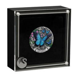 Monedă din argint The Perth Mint: Butterfly colorată 2 uncii de argint 2026 Antiqued