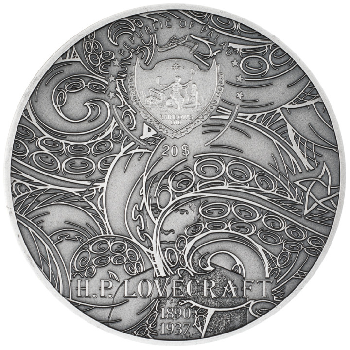 Palau: H.P. Lovecraft - Azathoth coloured 3 oz Silver 2023 Ultra High Relief Antiqued Coin