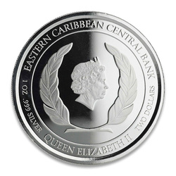 St. Lucia: Flamingo kolorowany 1 oz Silver 2019 Proof