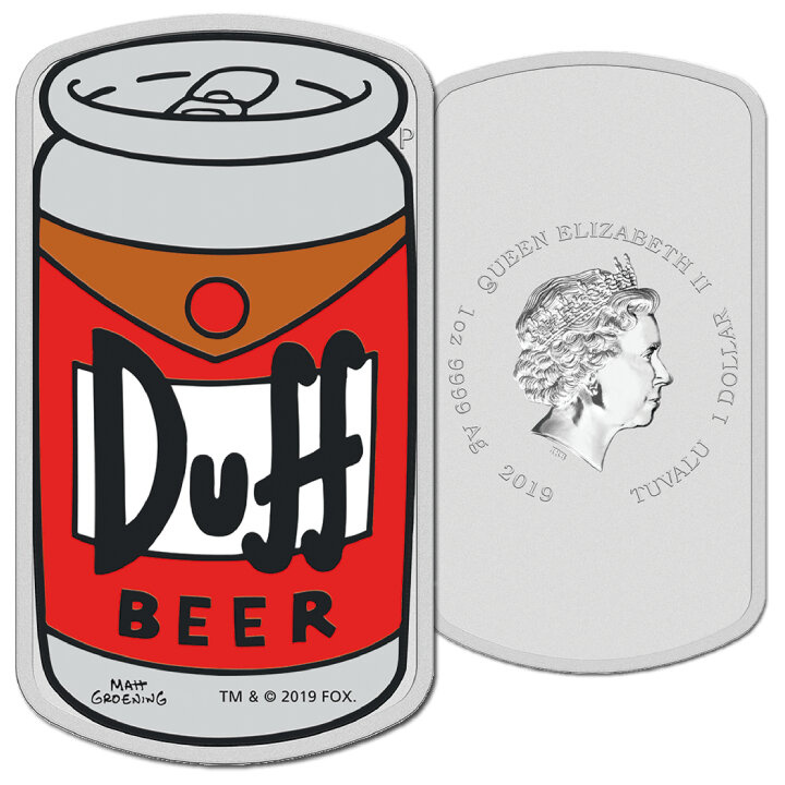 Tuvalu: The Simpson - Duff Beer 1 uncja Srebra 2019 Proof