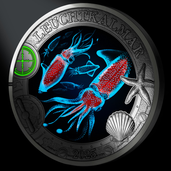 The Firefly Squid coloured 3 Euro Copper 2025