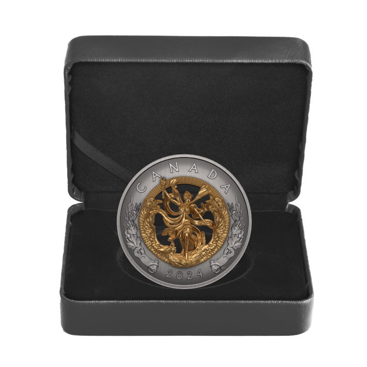 Kanada: A szabadság allegóriája aranyozott 50 dolláros ezüst 2024 antikolt érme