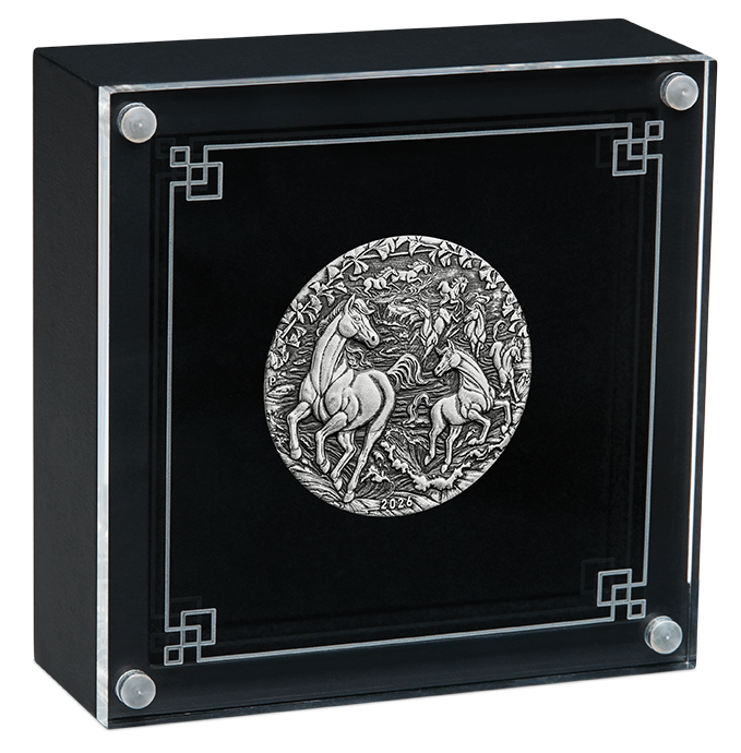 Perth Mint: Lunar III – Year of the Horse, 2 oz Silver, 2026, Antiqued Coin