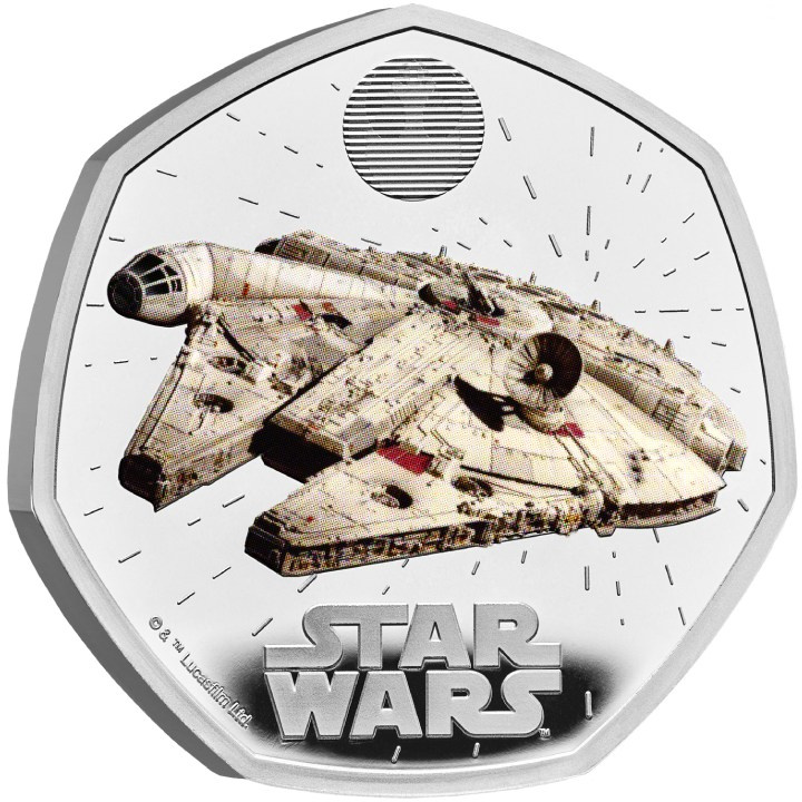 Star Wars: Millennium Falcon colorato 50p argento 2024 Proof