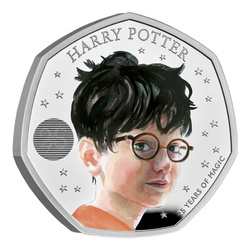 Harry Potter barevný 25. výročí 50p stříbro 2022 Proof