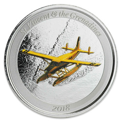 St. Vincent & The Grenadines: Seaplane coloured 1 oz Silber 2018 Proof
