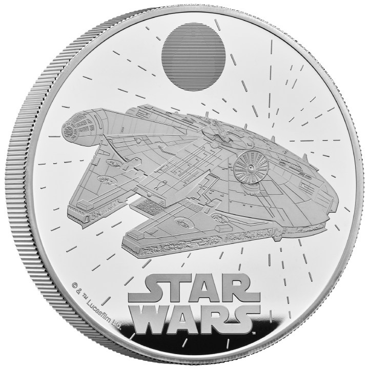 Star Wars: Millennium Falcon 5 once d'argento 2024 Proof
